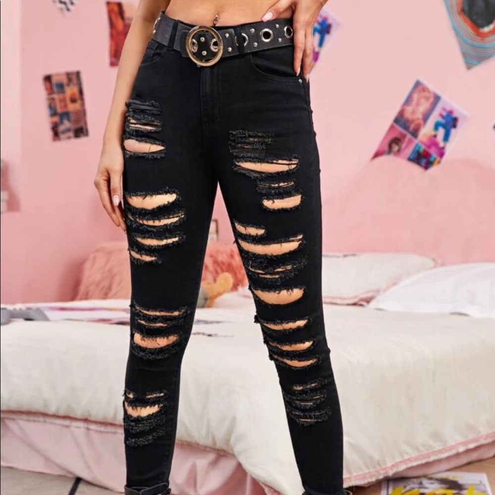 Black ripped jeans